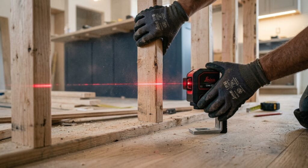 making sure the kitchen is level