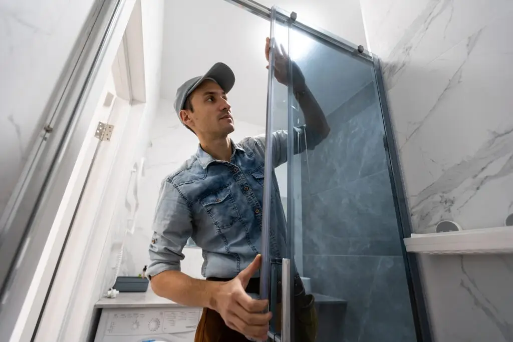 Bathroom Remodeling 12 Handyman,Installing,Glass,Cabinet,In,Bathroom.