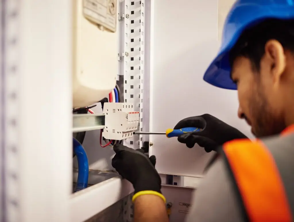 Electrician,,Screwdriver,And,Repair,With,Man,In,Control,Room,For