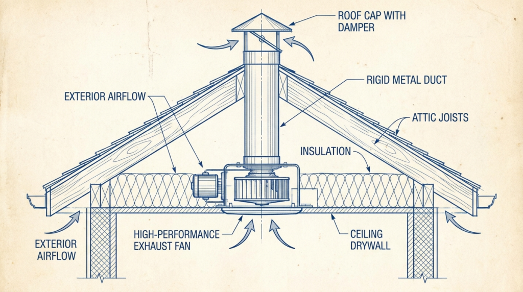 bathroom air flow for exhaust